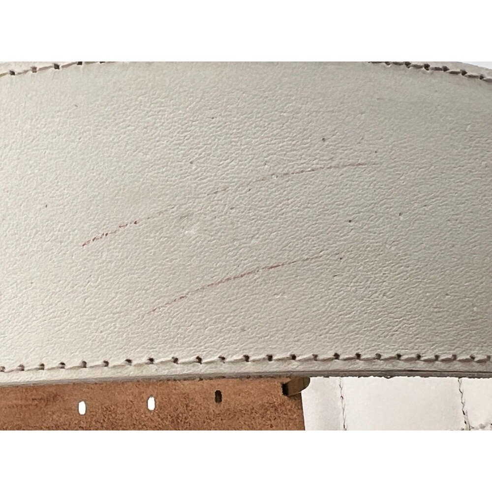 Vtg 1988 LIZ CLAIBORNE Women's S Wide Belt White Leather Brass Buckle Braided - Picture 5 of 9
